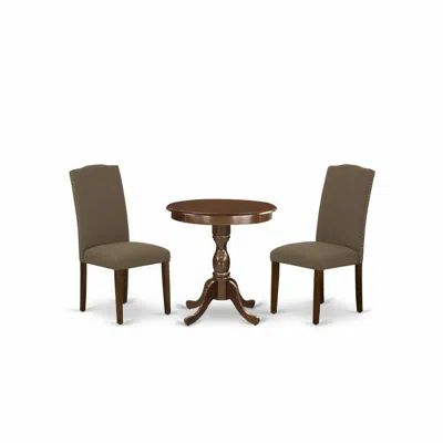 East West Furniture - Esen3-mah-18 - 3-pc Dining Table Set - 4 Dining Chairs And 1 Kitchen Table (mahogany Finish)