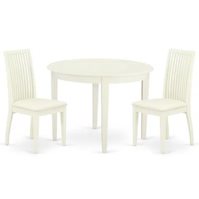 East West Furniture Dining Room Set Linen White, Boip3-whi-c