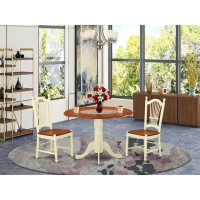 East West Furniture 3 Pc Kitchen Dinette Set-kitchen Dinette Table And 2 Kitchen Dining Chairs
