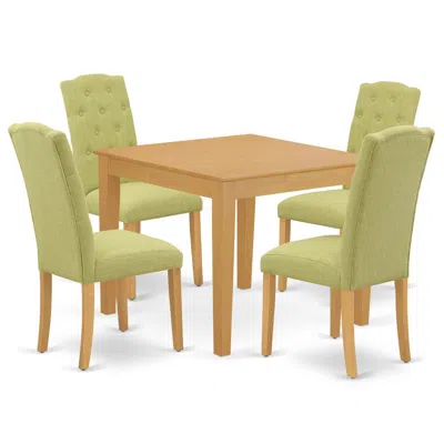 East West Furniture Dining Room Set Oak, Oxce5-oak-07