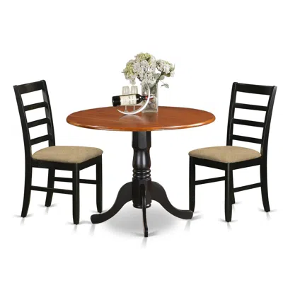 East West Furniture Dlpf3-bch-c 3 Pc Kitchen Table Set-dining Table And 2 Linen Kitchen Chairs