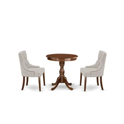 East West Furniture - Esfr3-mah-05 - 3-pc Dinette Table Set - 2 Dining Room Chairs And 1 Kitchen Dining Table (mahogany
