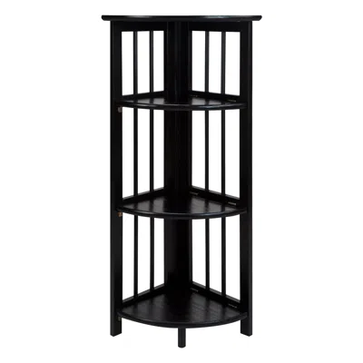 Casual Home 4-shelf Corner Folding Bookcase-black