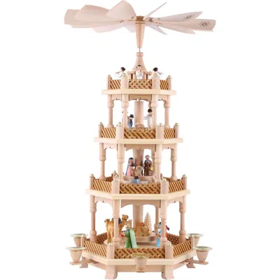 Alexander Taron 16723 - Richard Glaesser Pyramid - 4 Tiers - Nativity Scene, Wise Men, Shepherds And Angels - 21"h X
