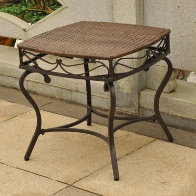 International Caravan Valencia Resin Wicker/steel Square Round Side Table
