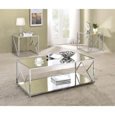 Coaster Co. Of America Provins 3-piece Occasional Table Set Clear Mirror And Chrome