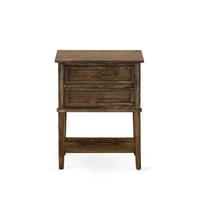 East West Furniture Vl-07-et Wood Side Table With 2 Wood Drawers For Bedroom, Stable And Sturdy Constructed - Distressed