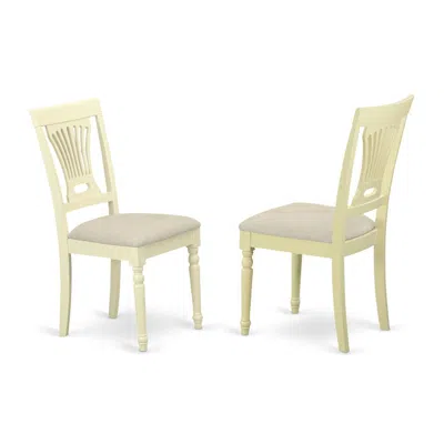 East West Furniture Pvc-whi-c Plainville Chair For Dining Room Cushioned Seat - Buttermilk