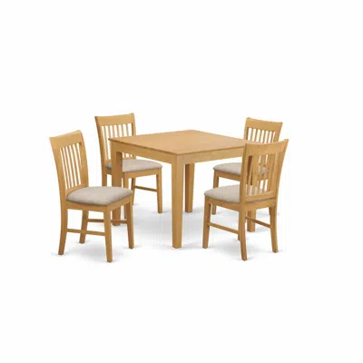 East West Furniture Oxno5-oak-c 5 Pckitchen Table Set - Breakfast Nook Table And 4 Kitchen Dining Chairs