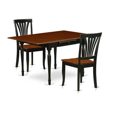 East West Furniture Dining Room Set Black & Cherry, Mzav3-bch-w