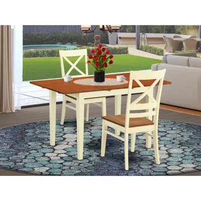 East West Furniture 3 Pc Table And Chair Set For 2-table And 2 Kitchen Dining Chairs