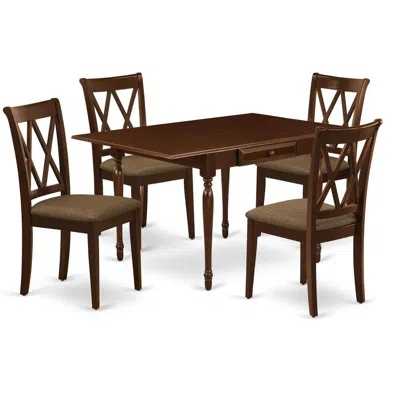East West Furniture Dining Room Set Mahogany, Mzcl5-mah-w