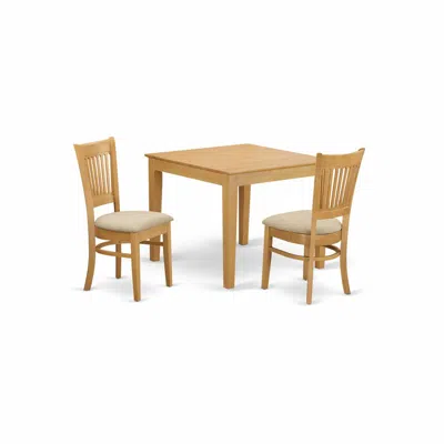 East West Furniture Oxva3-oak-c 3 Pc Dining Room Set - Kitchen Dinette Table And 2 Dining Chairs