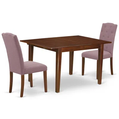 East West Furniture Dining Room Set Mahogany, Psce3-mah-10