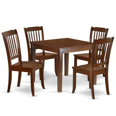 East West Furniture Dining Room Set Mahogany, Oxda5-mah-w