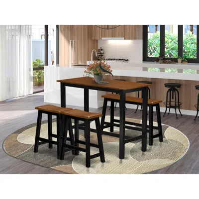 East West Furniture 4 Piece Kitchen Dining Table Set Contains A Dining Room Table, 2 Stools With A Dining Table Bench -