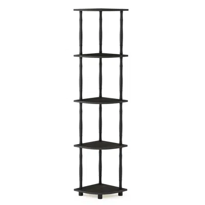 Furinno Turn-n-tube 5 Tier Corner Display Rack Multipurpose Shelving Unit With Classic Tubes, Espresso/black