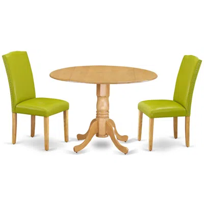 East West Furniture Dining Room Set Oak, Dlen3-oak-51