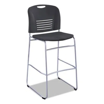 Safco Vy Sled Base Bistro Chair, Supports Up To 350 Lb, 30.5" Seat Height, Black Seat, Black Back, Silver