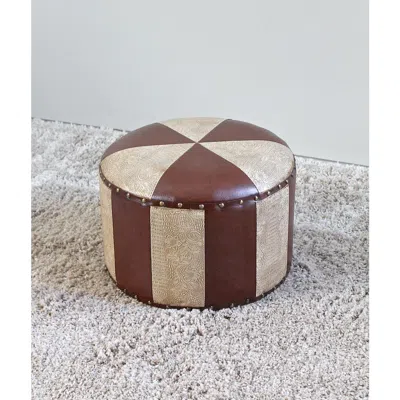International Caravan Mini Round Faux Leather Stool