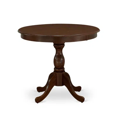 East West Furniture Amla3-mah-04 3 Piece Dining Table Set - 1 Pedestal Table And 2 Light Tan Dinning Chairs - Mahogany F
