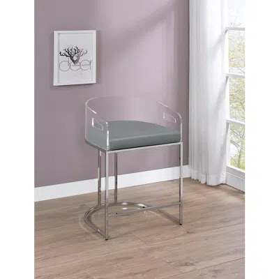 Coaster Co. Of America Thermosolis Acrylic Back Counter Height Stools Grey And Chrome (set Of 2)