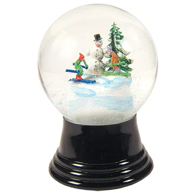 Perz Y Snowglobe, Medium Snowman With Skis - 5"h X 3"w X 3"d