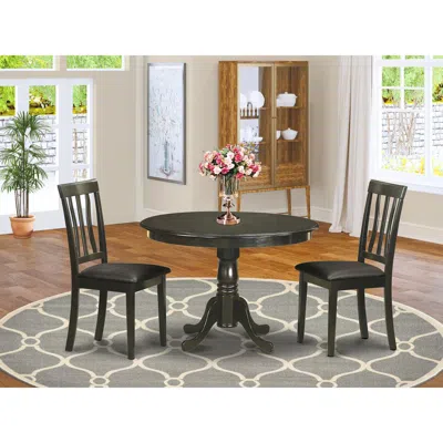 East West Furniture 3 Pc Small Kitchen Table And Chairs Set-dining Table And 2 Dinette Chairs.