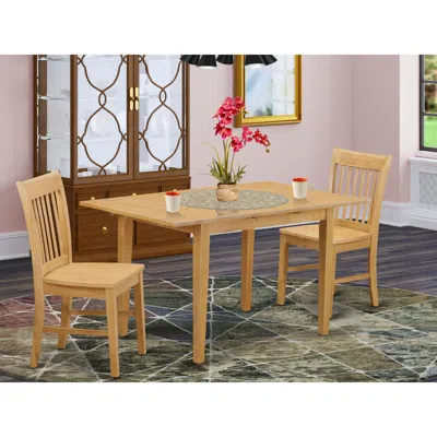 East West Furniture 3 Pc Kitchen Nook Dining Set- Dinette Table With A 12in Leaf And 2 Kitchen Chairs