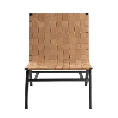 Comfort Pointe Cavett Woven Brown Leather Accent Chair