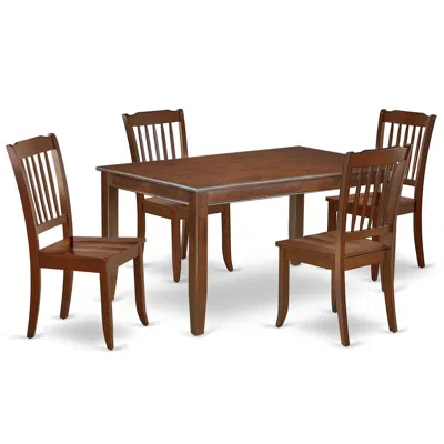 East West Furniture Dining Room Set Mahogany, Duda5-mah-w