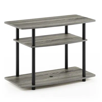 Furinno Turn-n-tube No Tools 3-tier Tv Stands With Classic Tubes, French Oak Grey/black