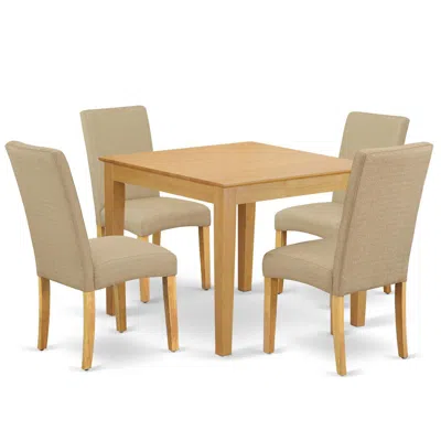 East West Furniture Dining Room Set Oak, Oxdr5-oak-16