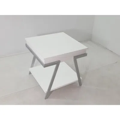 Coaster Marcia Wood Rectangular End Table White High Gloss And Chrome