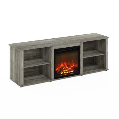 Furinno Classic 60 Inch Tv Stand With Fireplace, French Oak Grey