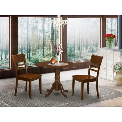 East West Furniture 3 Pc Kitchen Table With 2 Drop Leaves And 2leather Dinette Chairs