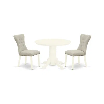 East West Furniture Dining Room Set Linen White, Shga3-whi-35