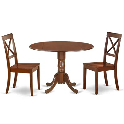 East West Furniture Dining Room Set Mahogany, Dlbo3-mah-w