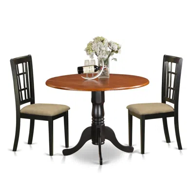 East West Furniture Dlni3-bch-c 3 Pc Kitchen Table Set-dining Table And 2 Wood Kitchen Chairs