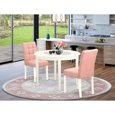 East West Furniture 3 Piece Dining Table Set Contain A Dining Table