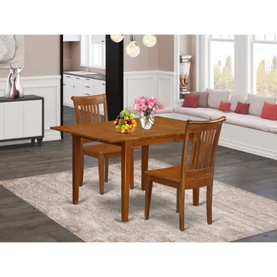 East West Furniture 3 Pcmilan With Leaf And 2 Hard Wood Kitchen Chairs In Saddle Brown