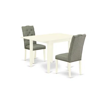 East West Furniture Dining Room Set Linen White, Ndel3-lwh-07