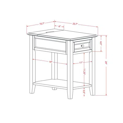 East West Furniture De-14-et Wood Night Stand For Bedroom With 1 Wooden Drawer, Stable And Sturdy Constructed - Urban Gr