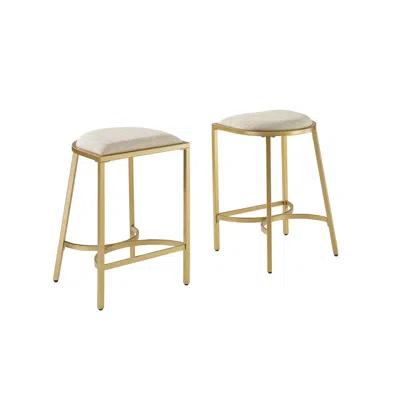 CROSLEY ELLERY 2PC COUNTER STOOL SET OATMEAL/GOLD - 2 STOOLS 