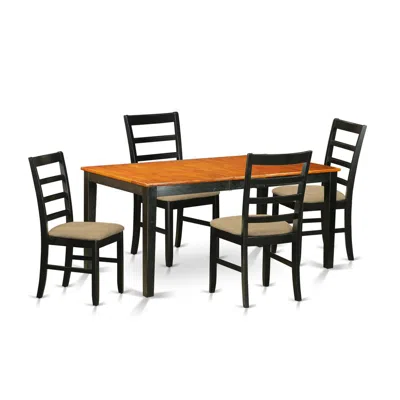 East West Furniture Nipf5-bch-c 5 Pc Dining Room Set-table With Leaf And 4 Dining Chairs