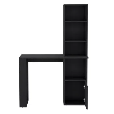 DEPOT E-SHOP RIPLEY WRITING DESK WITH BOOKCASE AND CABINET, BLACK 
