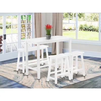East West Furniture 4 Piece Mid Century Dining Set Contains A Dining Table, 2 Kitchen Stools With A Kitchen Bench - Wire