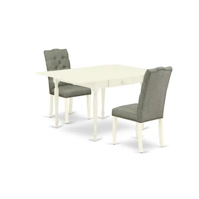 East West Furniture Dining Room Set Linen White, Nddr3-lwh-07
