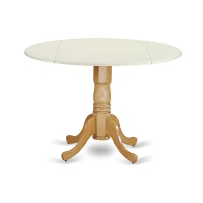 East West Furniture Dining Table Linen White & Oak, Dlt-lok-tp