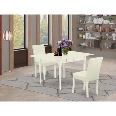 East West Furniture 1mzab3-lwh-64 3pc Dining Table Set For 2 Includes A Small Dining Table And 2 Parsons Chairs With Whi